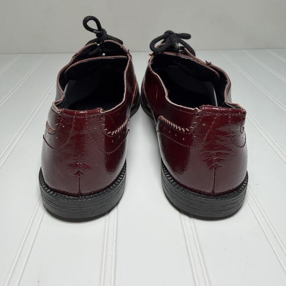 TOPSHOP Women's Size 8 Burgundy Leather Made in Italy Oxford Preppy Quiet Luxury - Picture 5 of 8